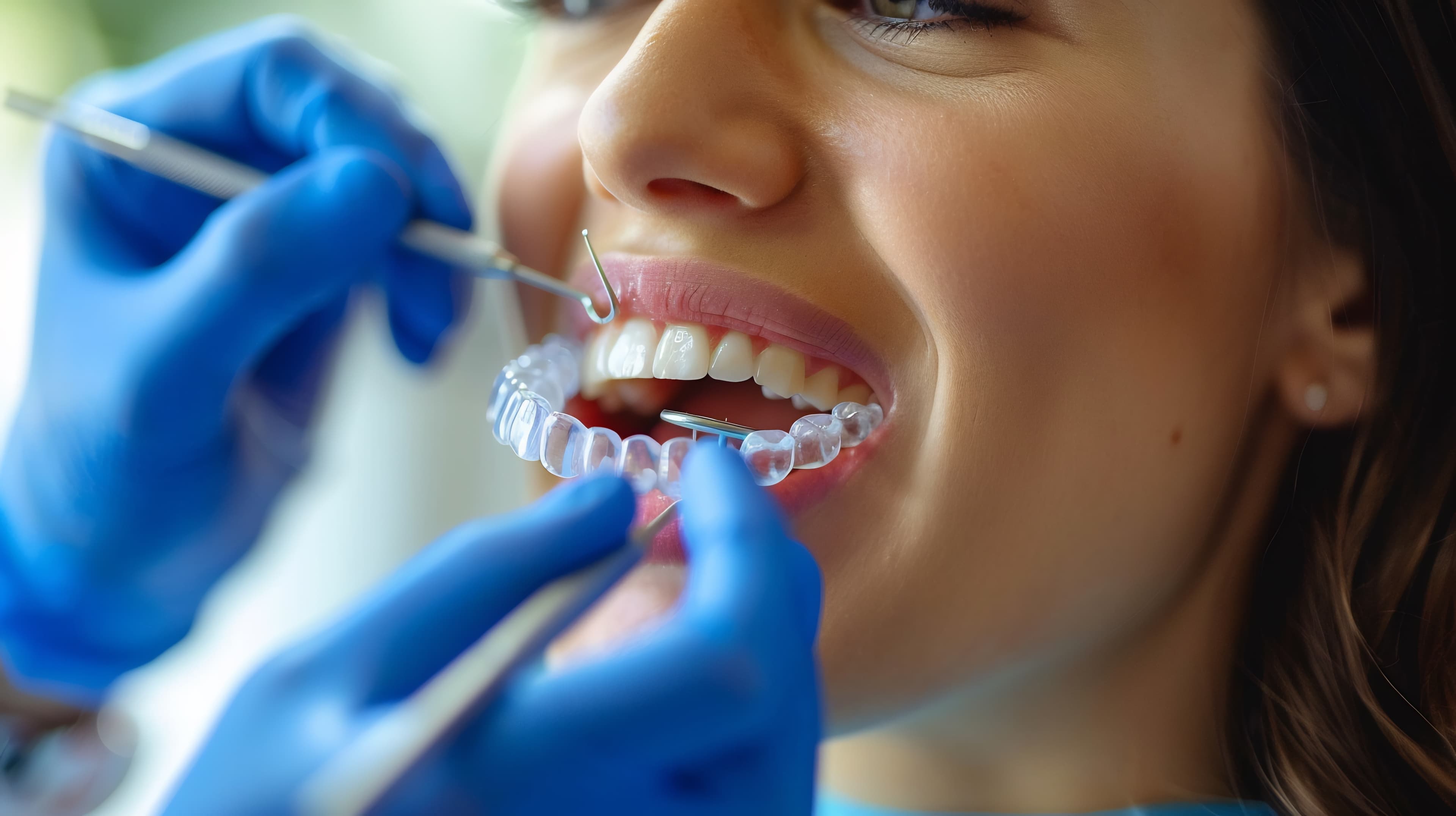 Paciente sonriendo durante un tratamiento estético en HM Salud Bucal